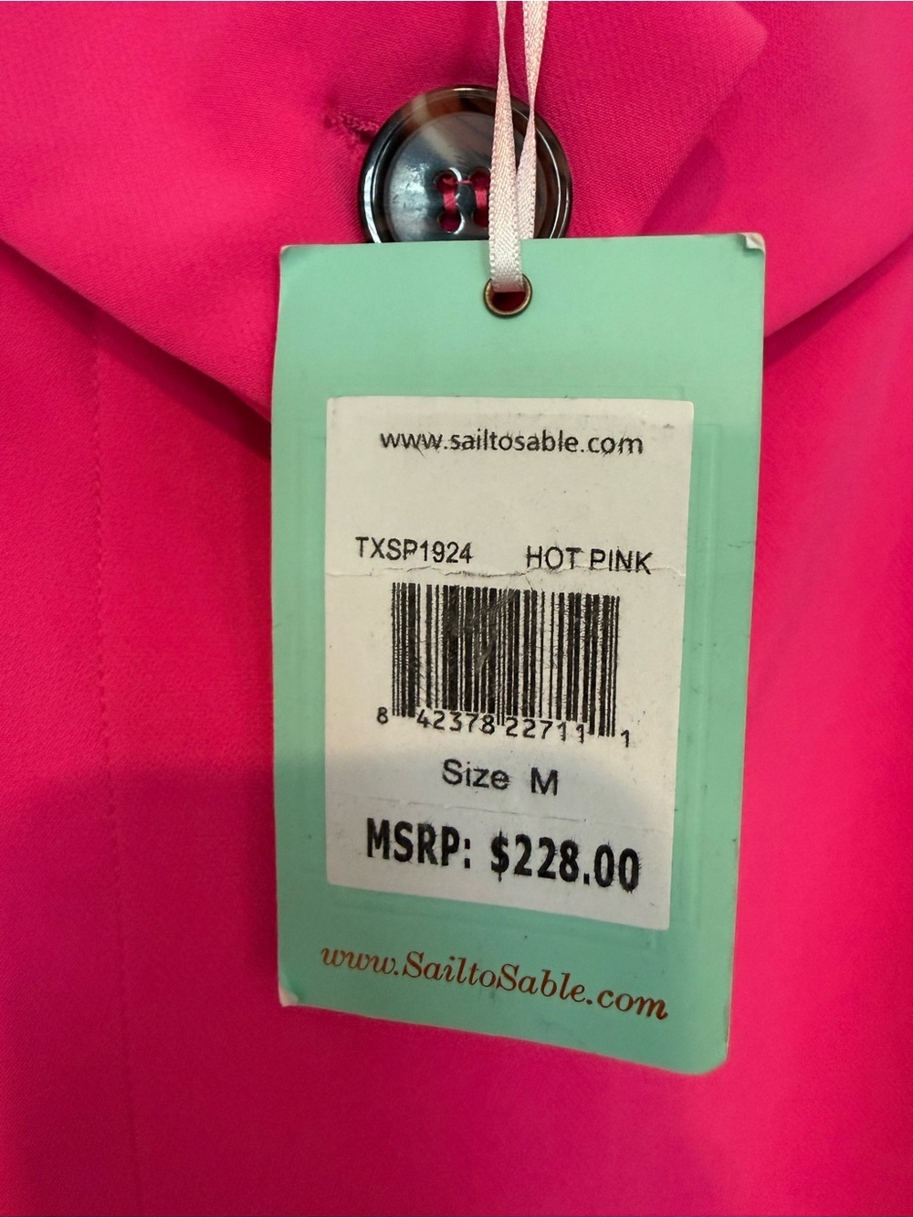 NWT Sail to Sable Hot Pink Sleeveless Button Front Shift Dress Size M $228 - Picture 2 of 5